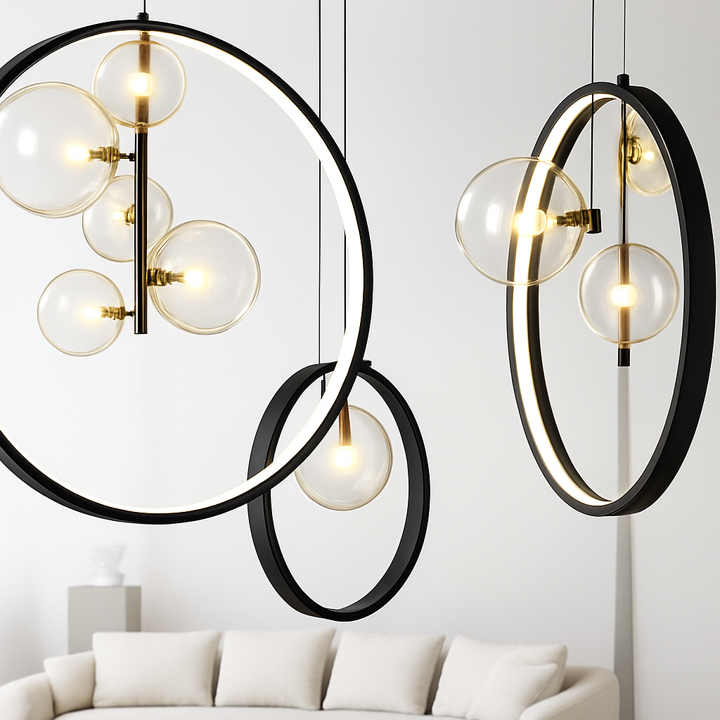 lustre en verre à bulles style nordique pour décoration moderne - vue 4 sur 9