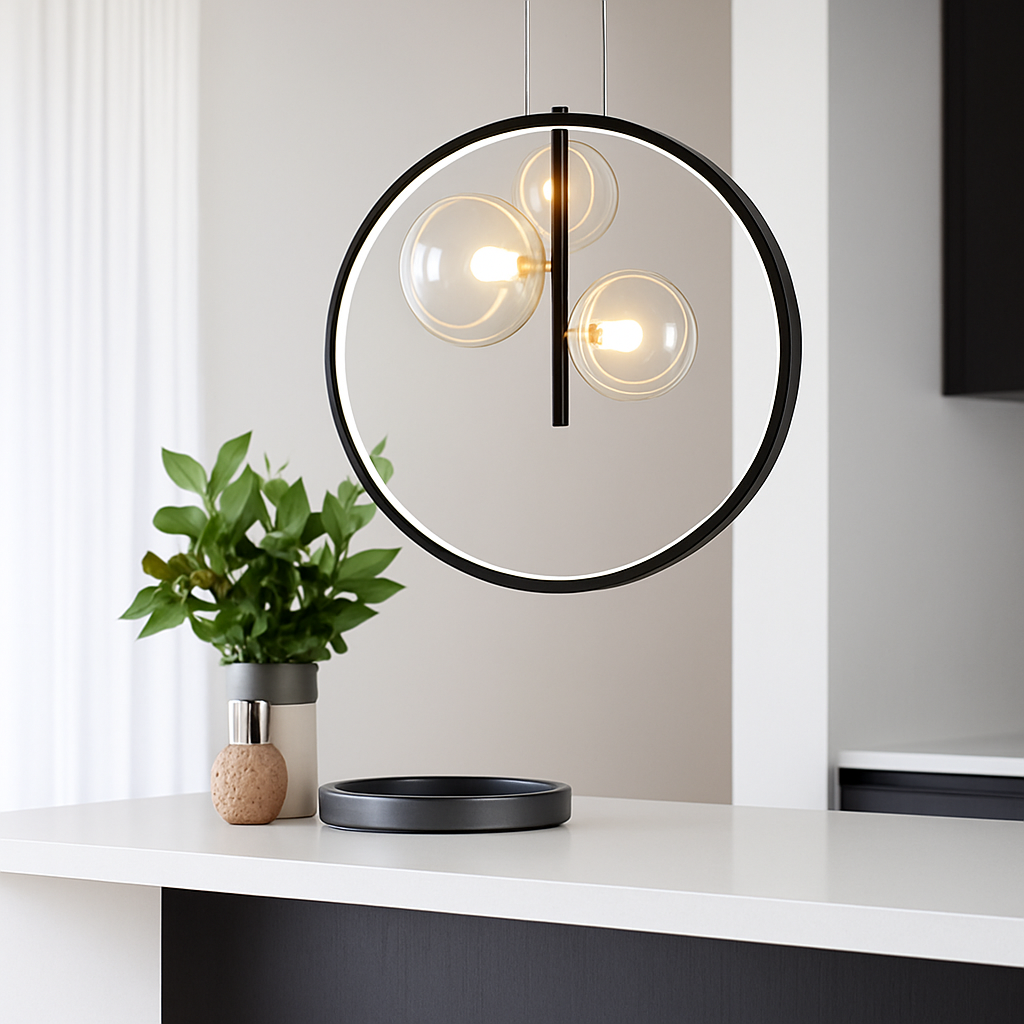 lustre en verre à bulles style nordique pour décoration moderne - vue 5 sur 9