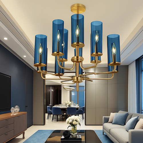 lustre en verre moderne 6 à 15 têtes design nordique luminaire intérieur - vue 4 sur 16