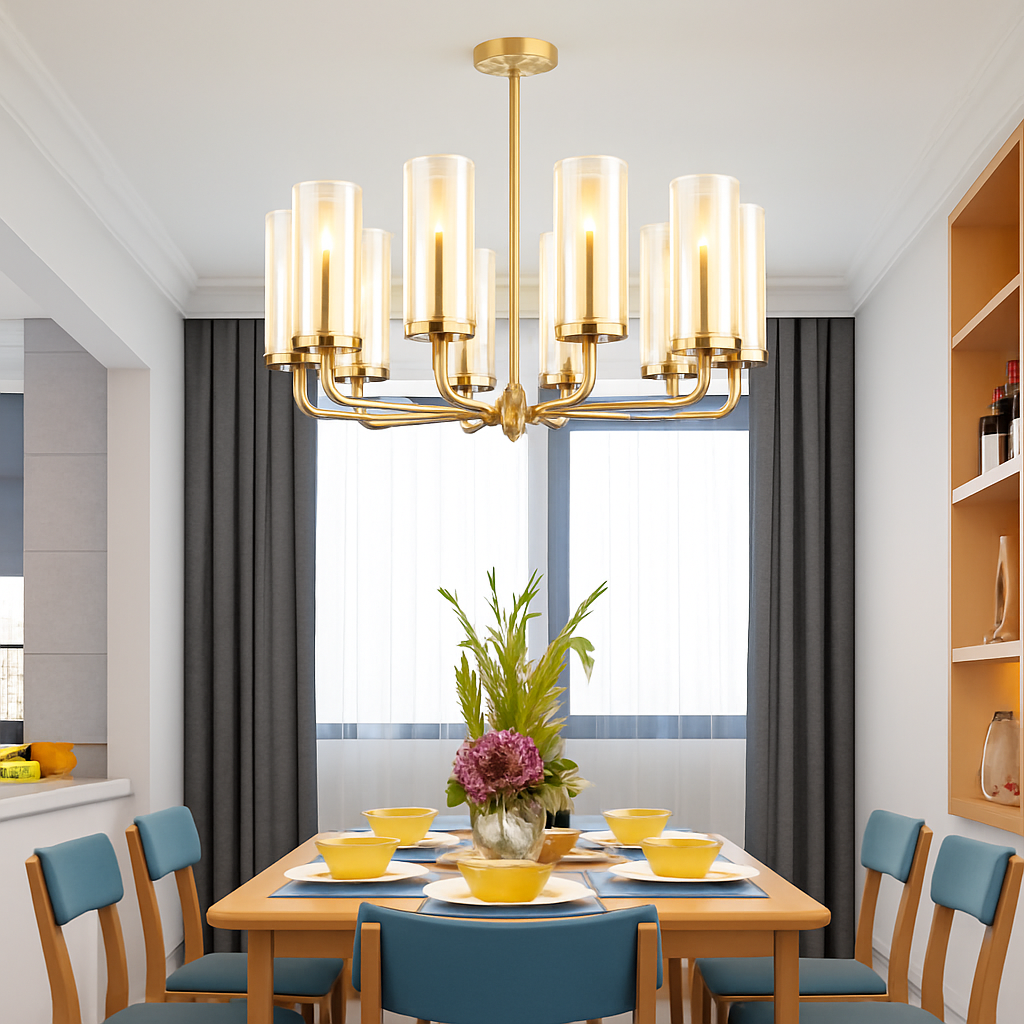 lustre en verre moderne 6 à 15 têtes design nordique luminaire intérieur - vue 5 sur 16