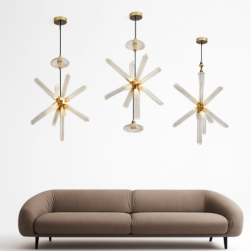 lustre en verre transparent design moderne pour espaces commerciaux et privés
