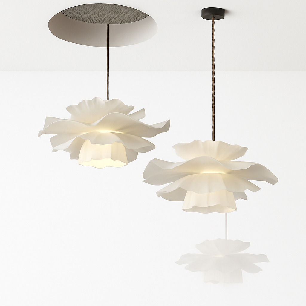 Lustre à fleurs blanches design nordique suspension pour chambre salon Bar lampe à manger chambre d'enfants suspension danoise - vue 4 sur 14