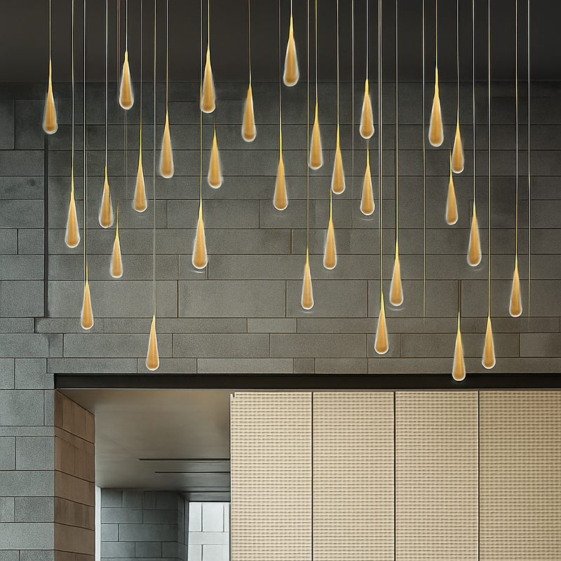 lustre goutte d'eau en cristal pour décoration intérieure