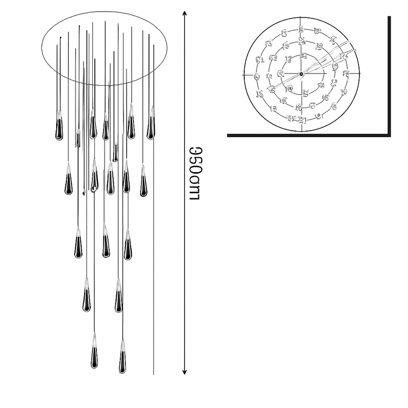 lustre goutte d'eau en cristal pour décoration intérieure