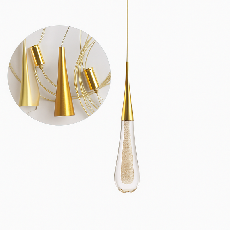 lustre goutte d'eau en cristal pour décoration intérieure