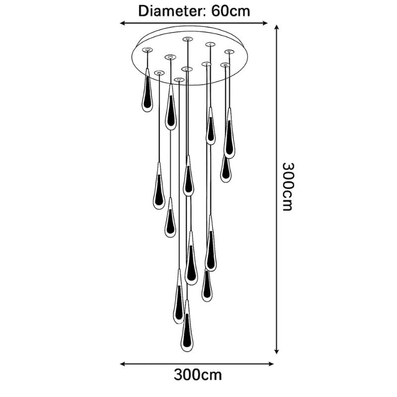 lustre goutte d'eau en cristal pour décoration intérieure - vue 12 sur 16