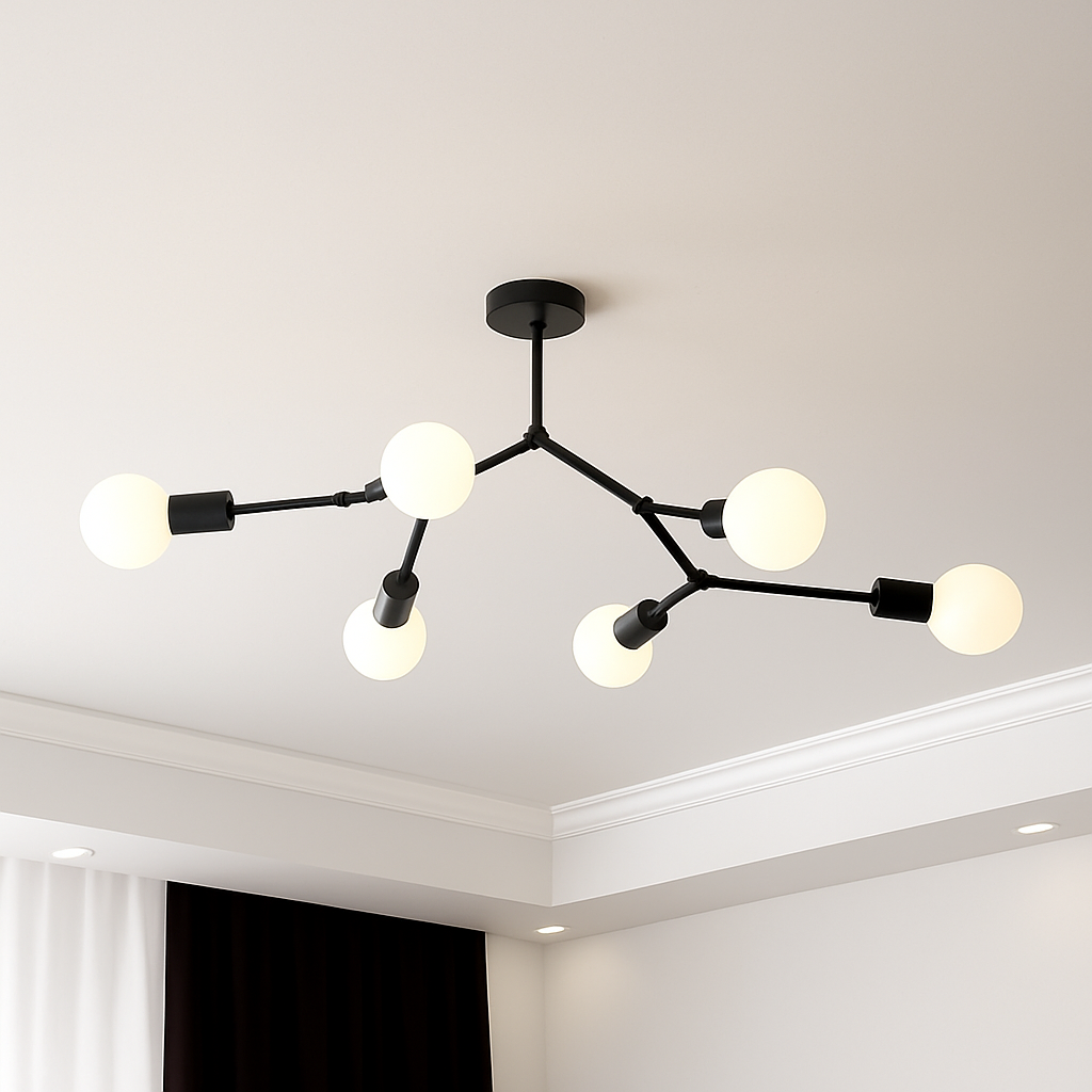 Lustre industriel LED avec plusieurs branches métalliques Rally - vue 11 sur 15