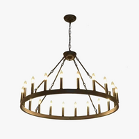 lustre industriel moderne en fer rond avec led pour décoration