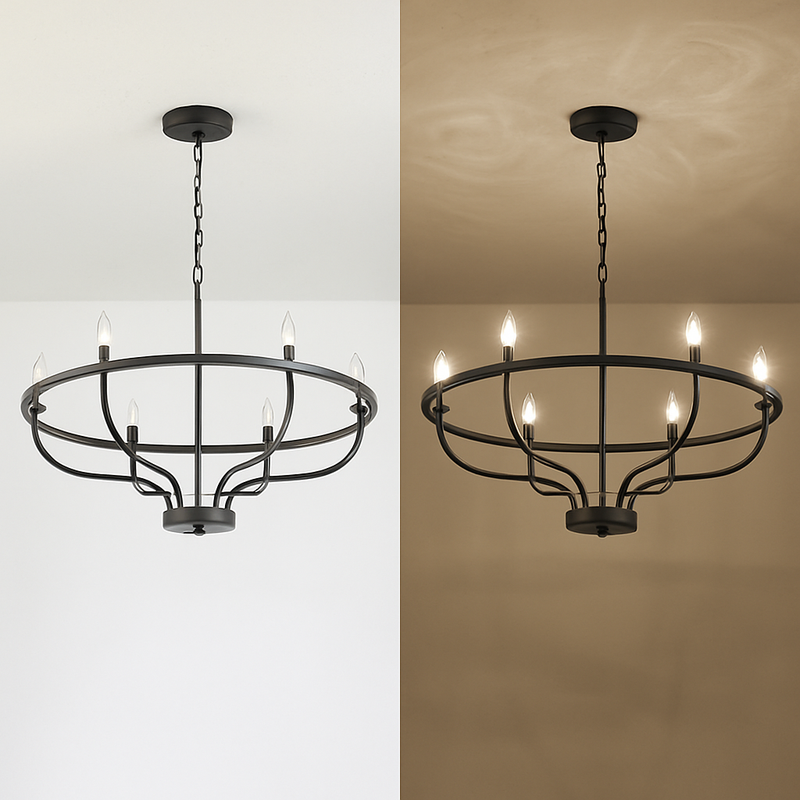 lustre industriel rétro en fer à 6 têtes pour décoration intérieure