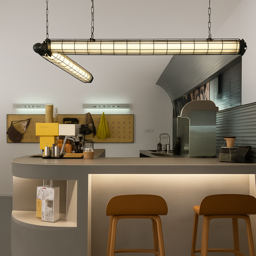 lustre industriel rétro en métal avec lumière led - vue 3 sur 15