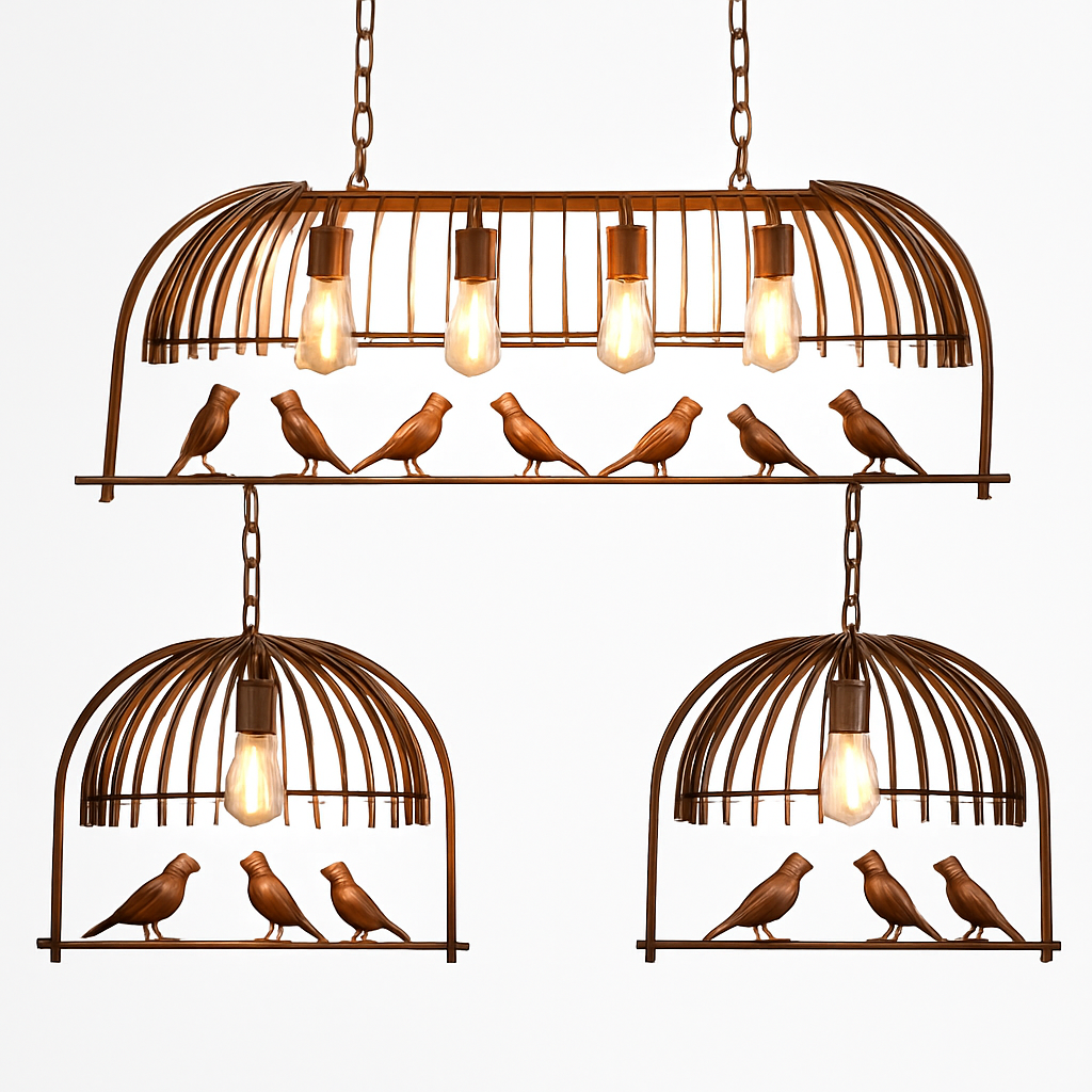 lustre industriel rétro oiseau créatif en fer pour loft restaurant bar - vue 4 sur 9
