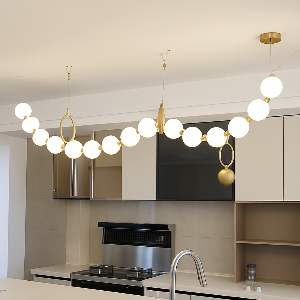 lustre italie designer cc 10 boules de verre led - vue 6 sur 9