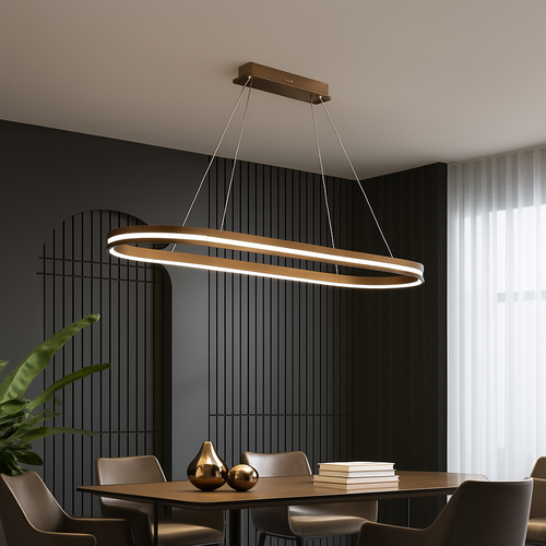 Modern dimmable LED ring chandelier minimalist decor - vue 3 sur 12