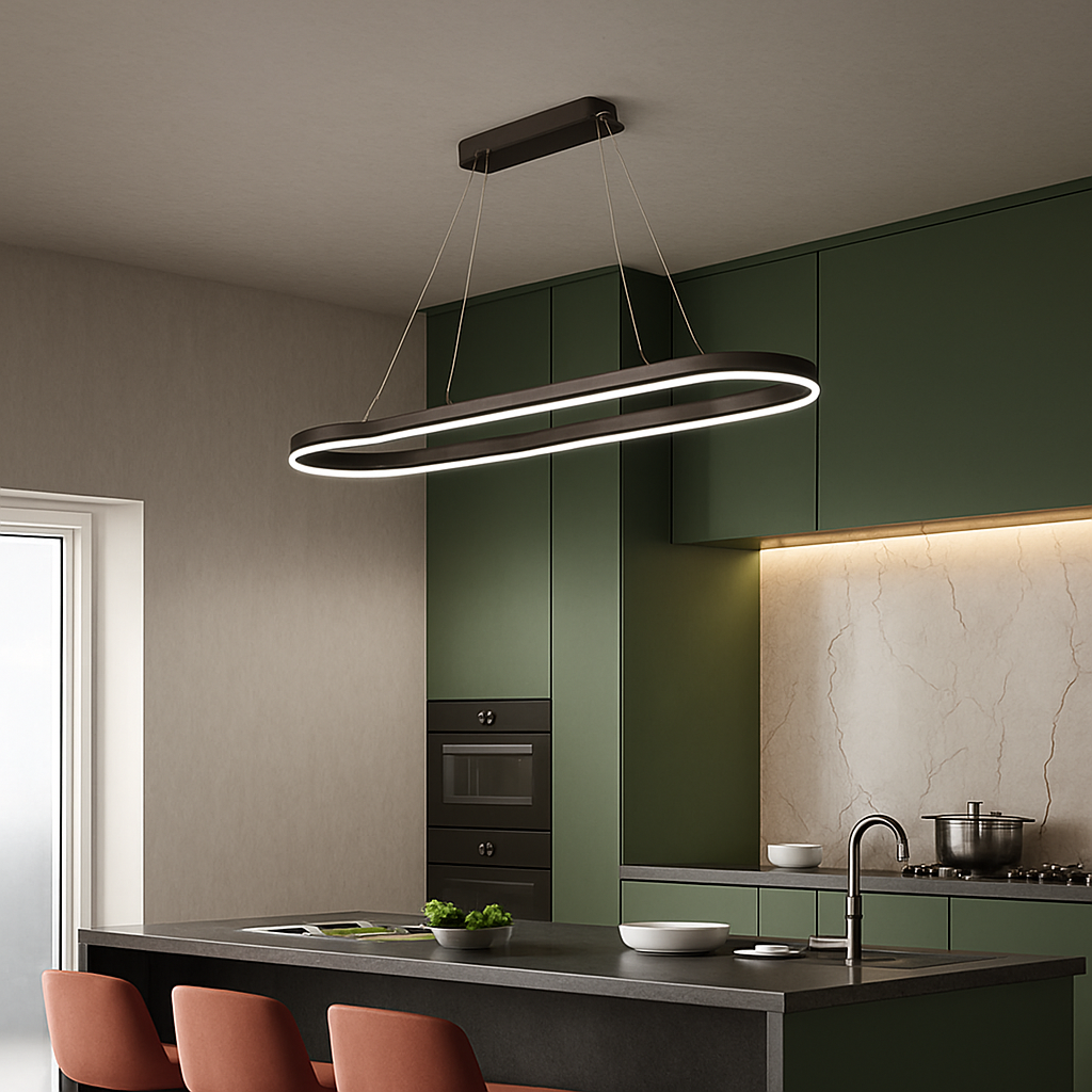Modern dimmable LED ring chandelier minimalist decor - vue 4 sur 12