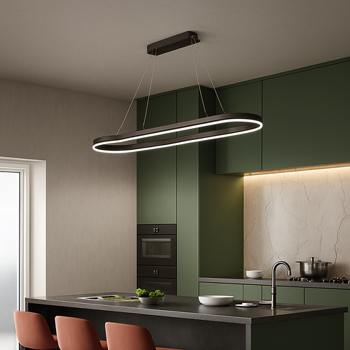 Modern dimmable LED ring chandelier minimalist decor - vue 5 sur 12