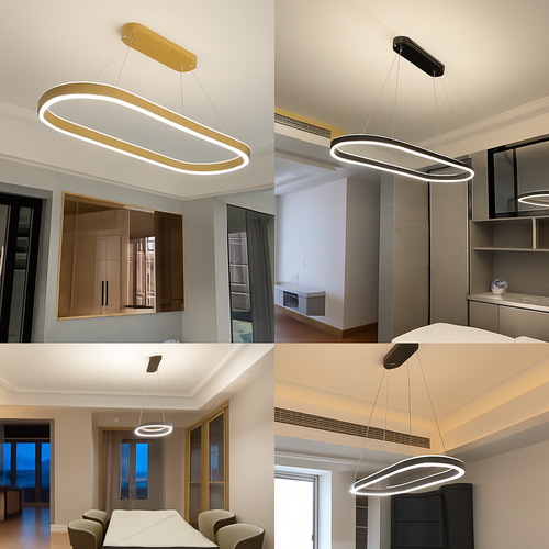 Modern dimmable LED ring chandelier minimalist decor - vue 6 sur 12