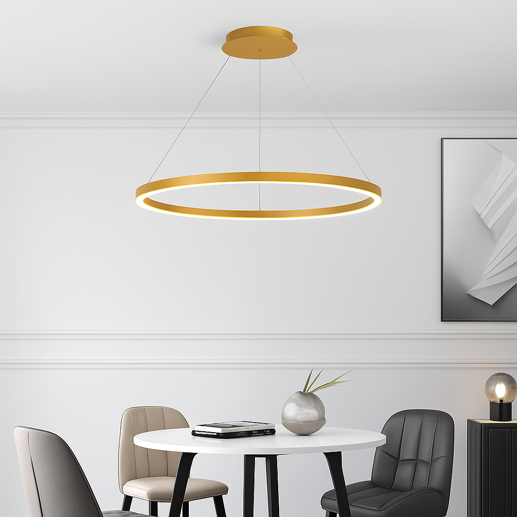 Minimalist nordic single ring LED chandelier - vue 5 sur 11