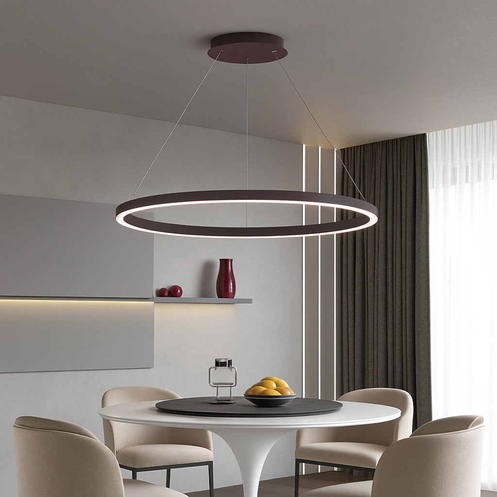 Minimalist nordic single ring LED chandelier - vue 6 sur 11