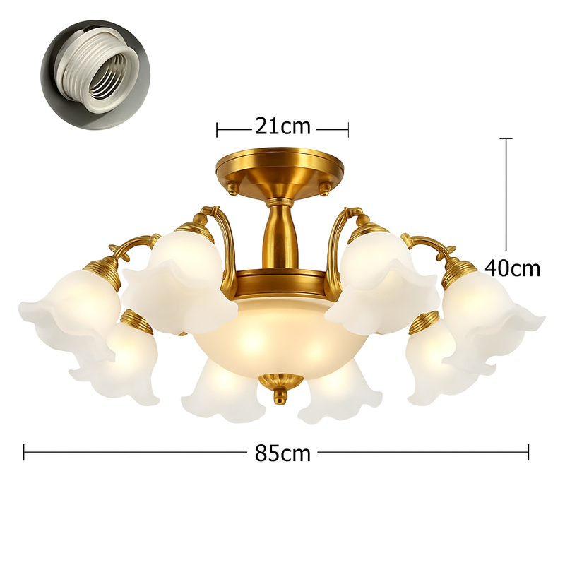 Lustre à LED avec abat-jour en fleurs