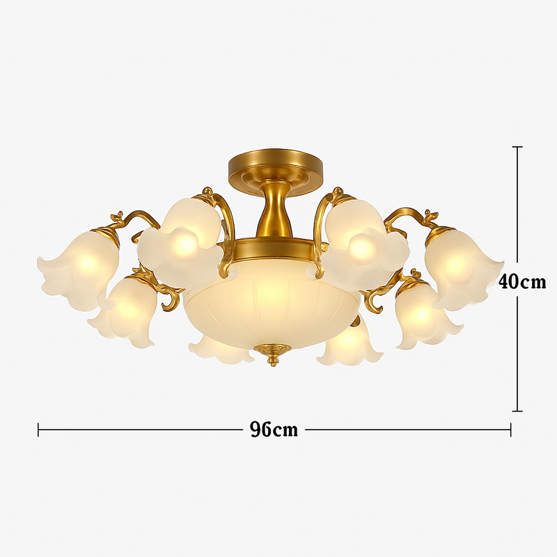 Lustre à LED avec abat-jour en fleurs