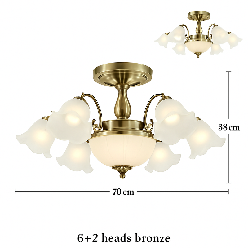 Lustre à LED avec abat-jour en fleurs