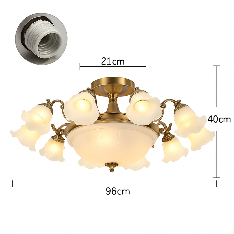 Lustre à LED avec abat-jour en fleurs