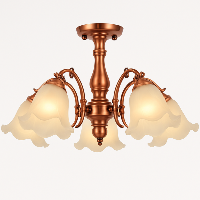 Lustre à LED avec abat-jour en fleurs