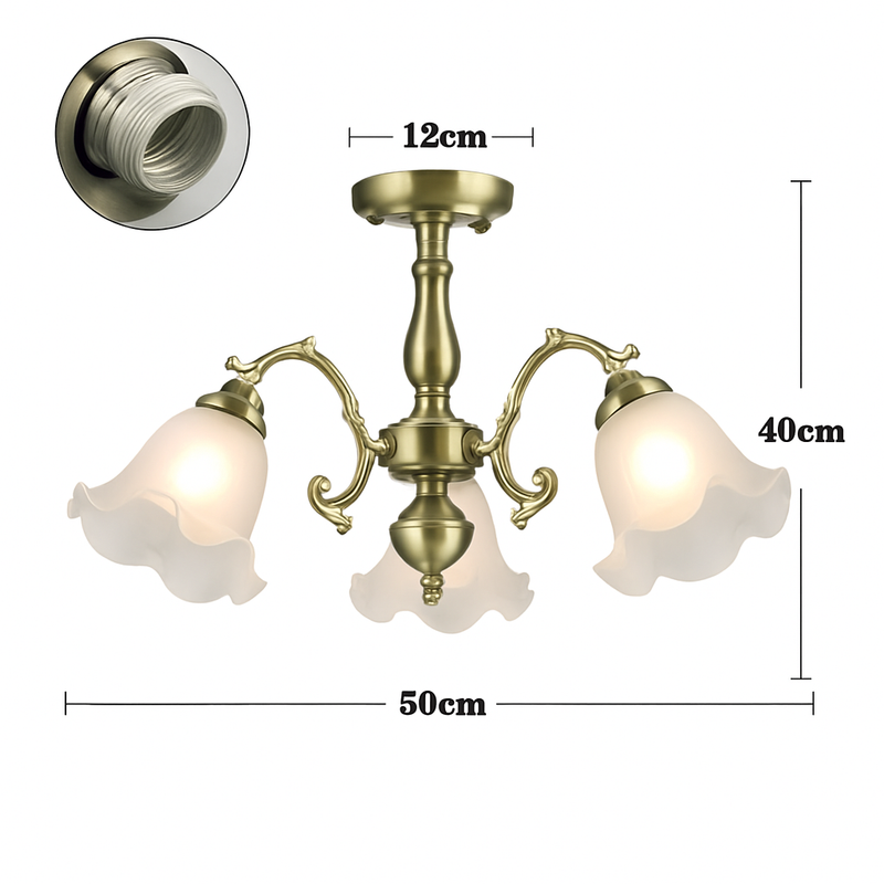 Lustre à LED avec abat-jour en fleurs