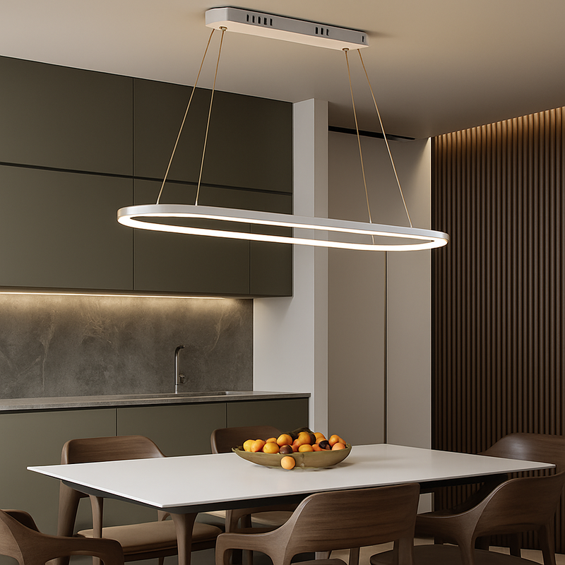Lustre LED design suspendu en arrondi aluminium