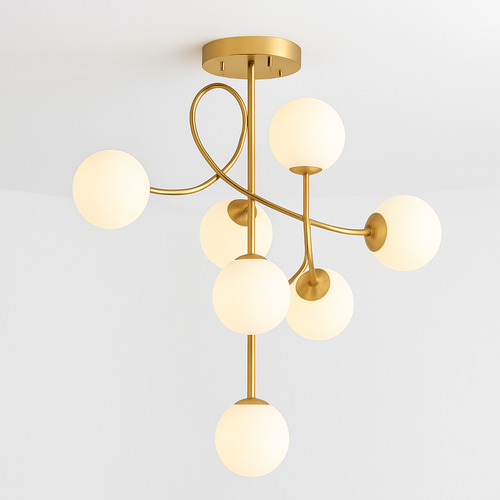 Minimalist nordic gold LED 'magic bean' modern chandelier - vue 2 sur 12