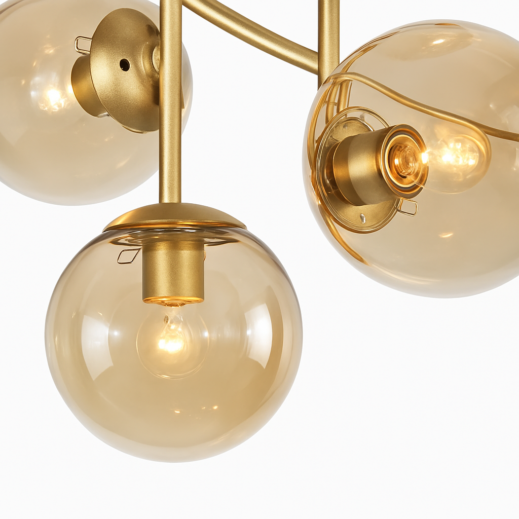 Minimalist nordic gold LED 'magic bean' modern chandelier - vue 6 sur 12
