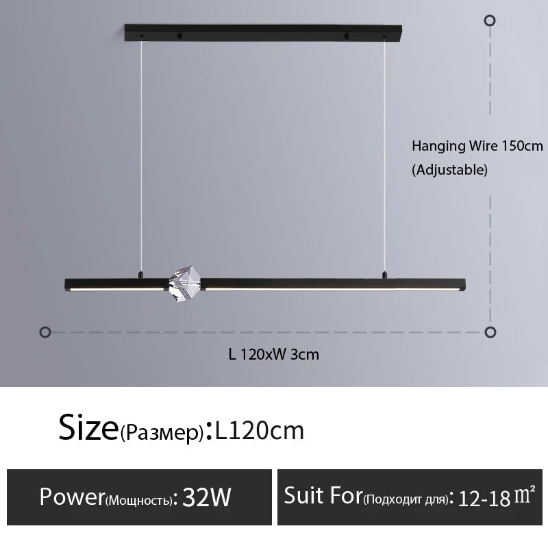lustre led long moderne minimaliste luminaire décoratif