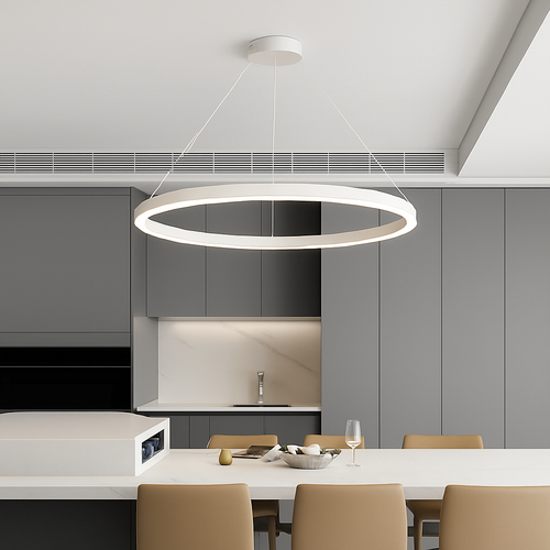Modern minimalist LED ring chandelier decorative pendant - vue 3 sur 13