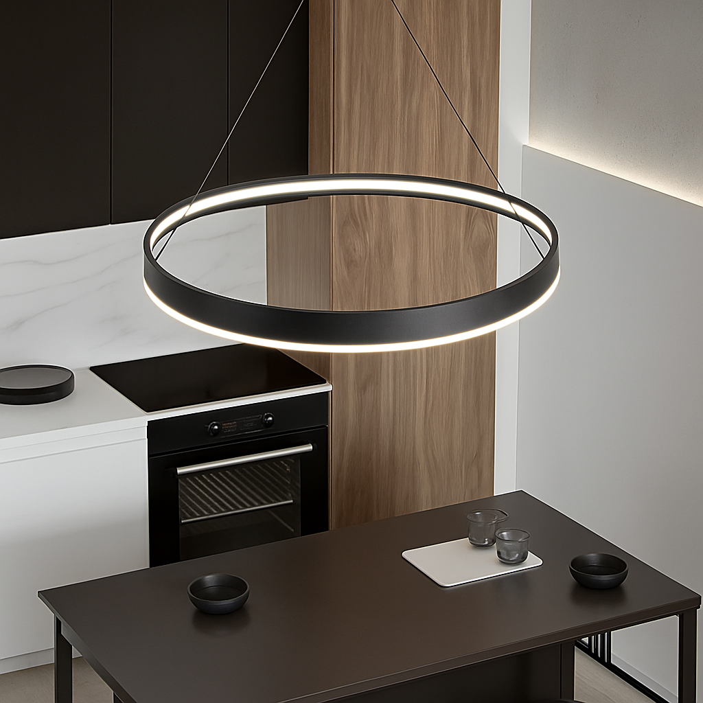 Modern minimalist LED ring chandelier decorative pendant - vue 5 sur 13