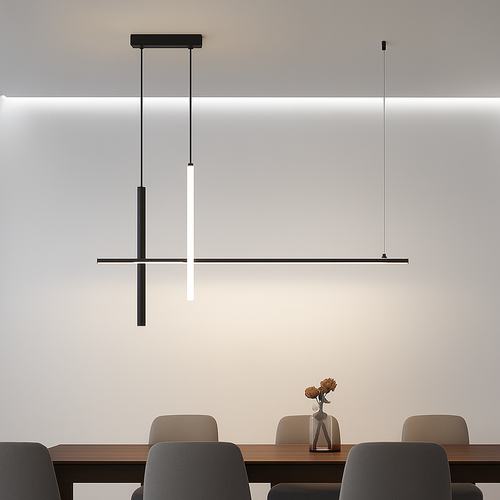 Lustre Led minimaliste moderne dimmable noir pour Table salle à manger cuisine Bar Suspension éclairage Suspension Design Lustre