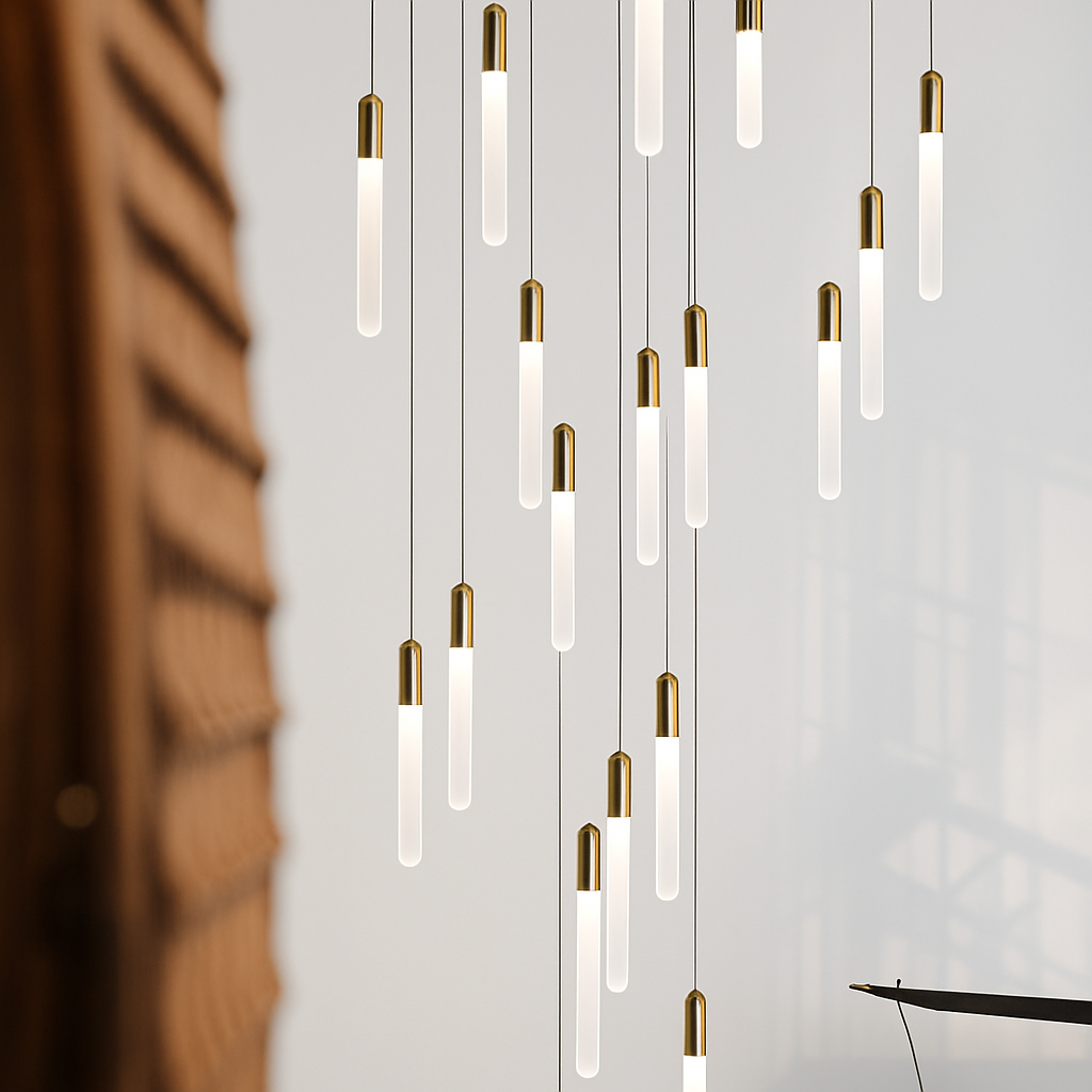 lustre led minimaliste moderne pour villa restaurant escalier - vue 5 sur 12