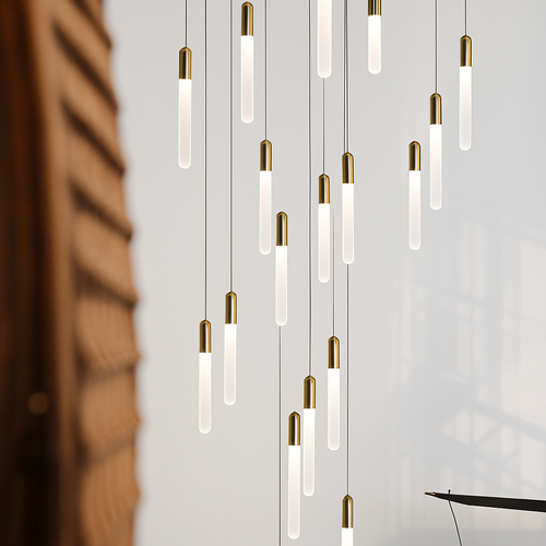 lustre led minimaliste moderne pour villa restaurant escalier