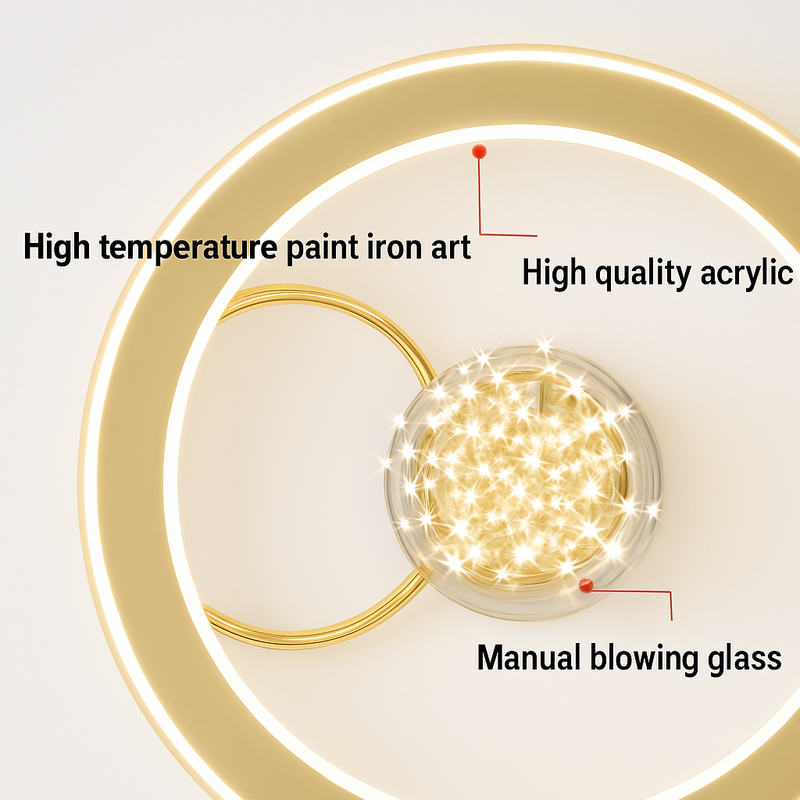 lustre led moderne de luxe avec boules de verre dorées