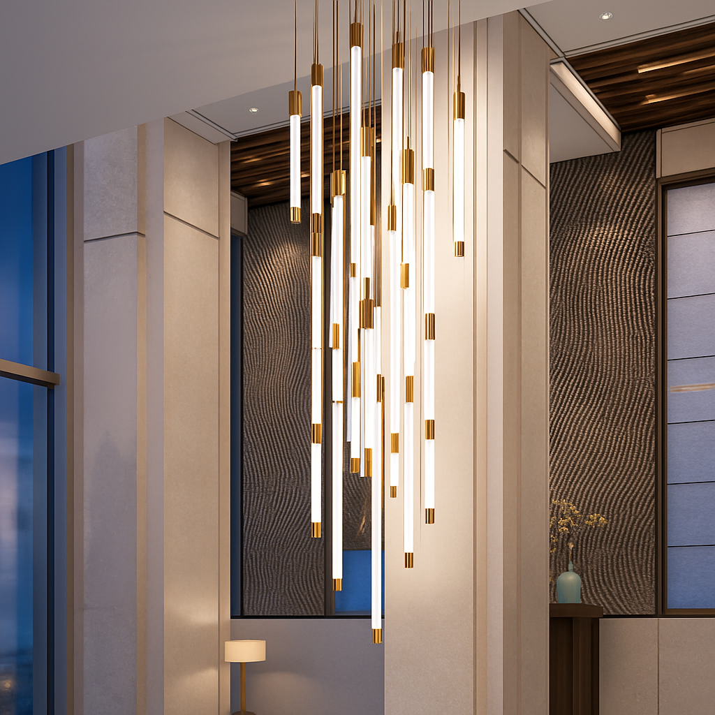 lustre led moderne de luxe pour décoration duplex grenier restaurant - vue 4 sur 15
