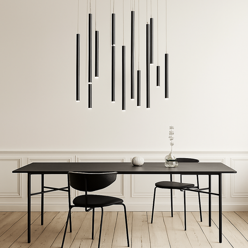 Modern minimalist LED chandelier for bars, restaurants and shops - vue 3 sur 13