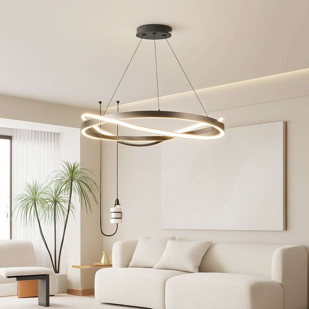 lustre led moderne pour éclairage intérieur suspension plafonnier - vue 4 sur 8