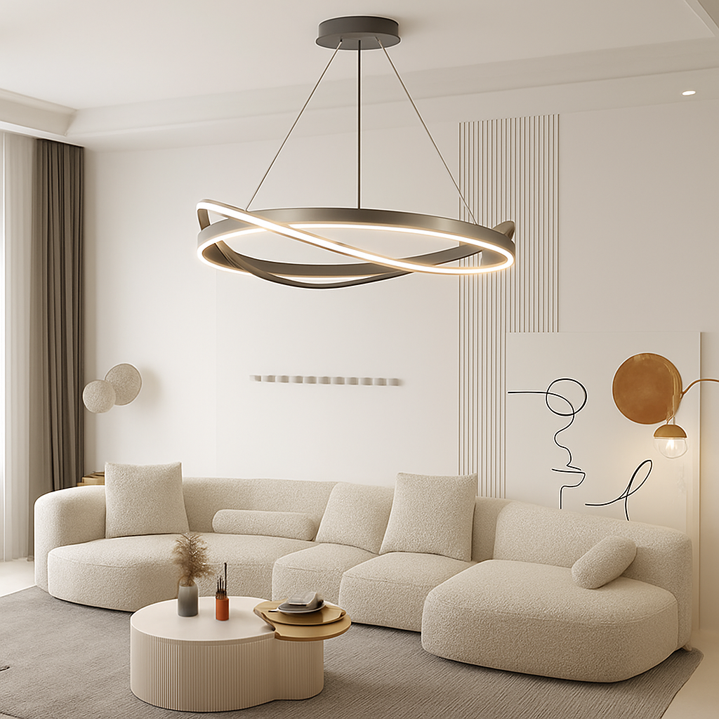 lustre led moderne pour éclairage intérieur suspension plafonnier - vue 6 sur 8