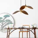 lustre à led wabi sabi en bois pour décoration intérieure