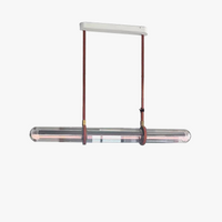 lustre long design moderne led luxe cuir verre lampara