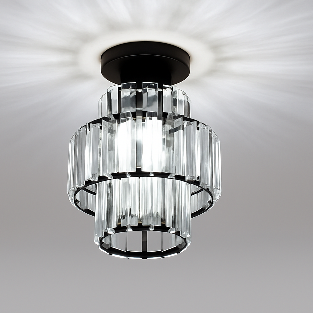 Minimalist black and gold chandelier for modern lighting - vue 5 sur 7