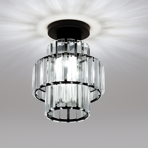 Minimalist black and gold chandelier for modern lighting - vue 5 sur 7