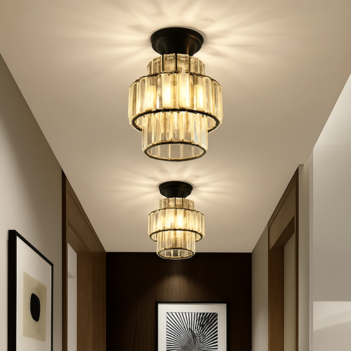 Minimalist black and gold chandelier for modern lighting - vue 7 sur 7
