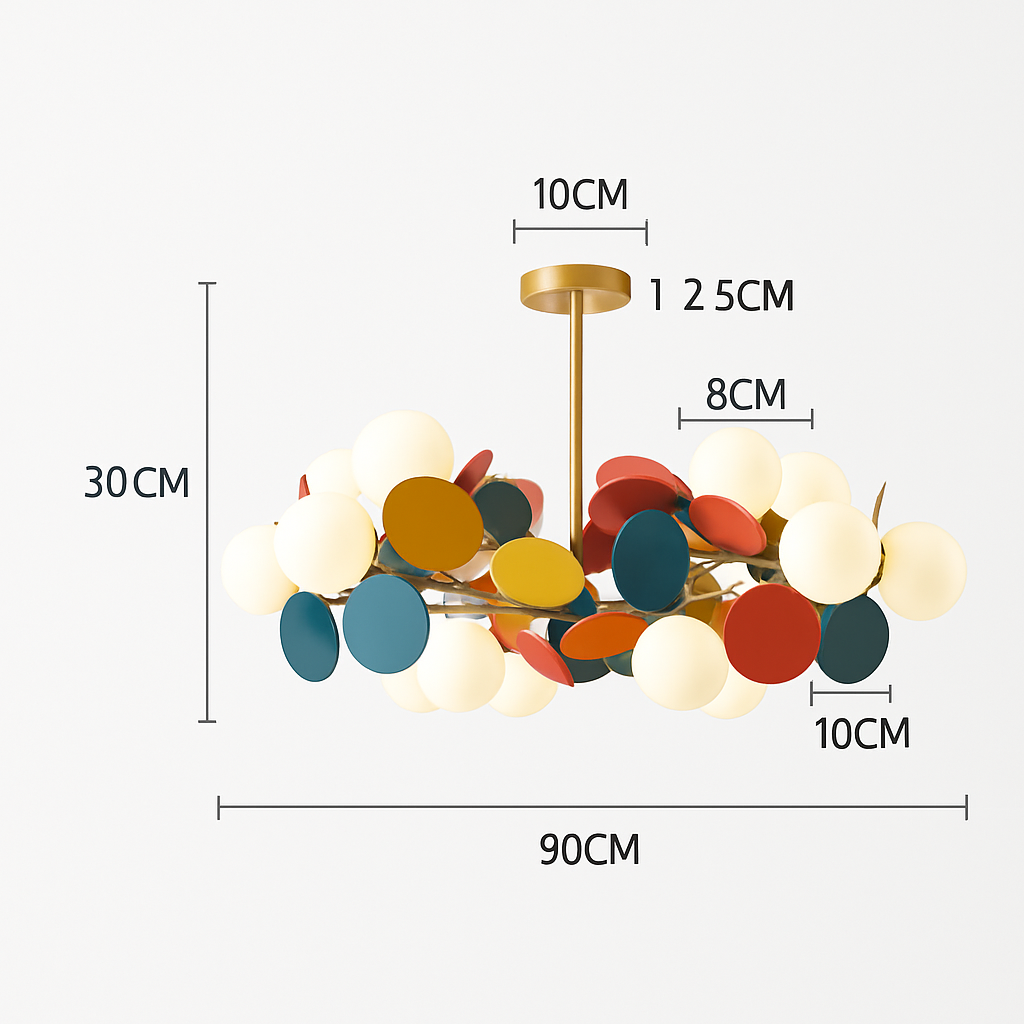Lustre moderne avec lampes rondes colorées Kebya - vue 8 sur 10
