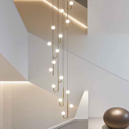lustre moderne design avec éclairage à led créatif - vue 2 sur 14