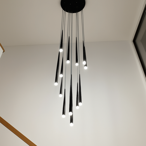 lustre moderne design tube noir pour décoration intérieure - vue 6 sur 16